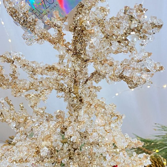 Rachel Zoe Jeweled Cluster Crystal Glass Gold Holiday Christmas Tree 24" New - Picture 5 of 16